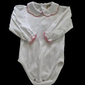 TBBC- White Peter Pan Collar Onesie Pink Piping